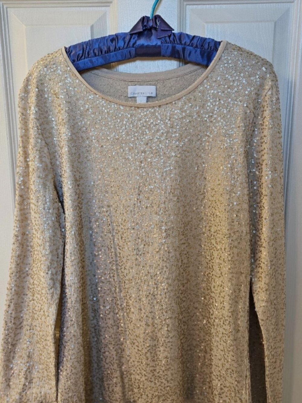 Women's Evening Top L - Gold Sequined Charter Club
